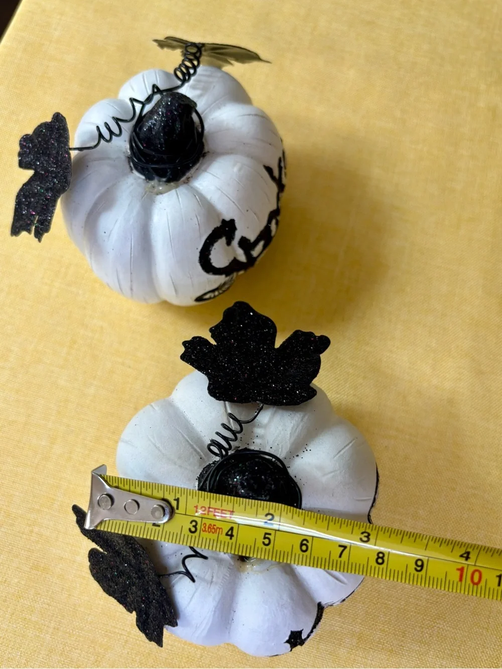 Halloween White Decorative Pumpkins - Spooky & Beware Set